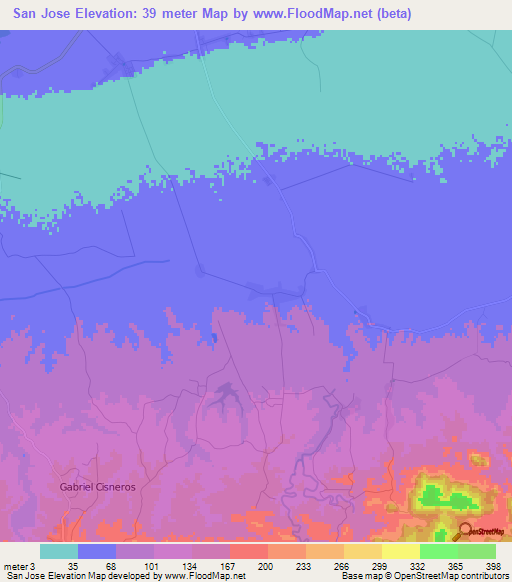 San Jose,Cuba Elevation Map