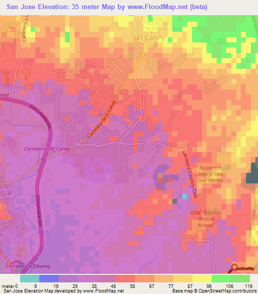 San Jose,Cuba Elevation Map