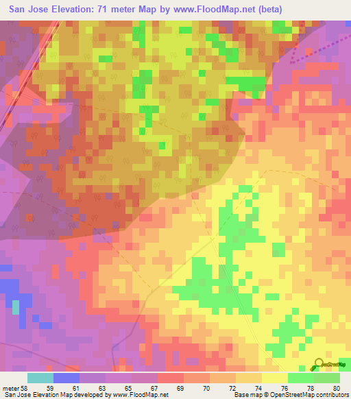 San Jose,Cuba Elevation Map