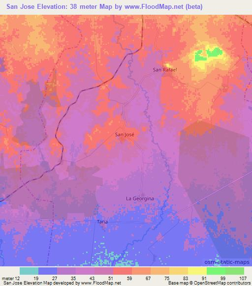 San Jose,Cuba Elevation Map