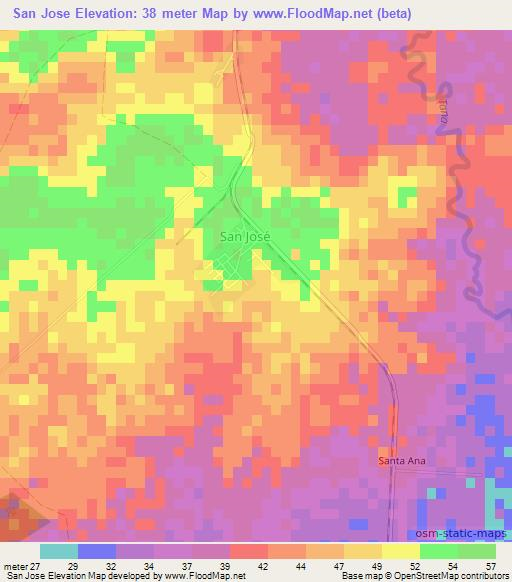 San Jose,Cuba Elevation Map
