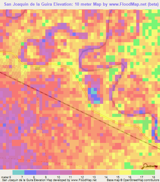 San Joaquin de la Guira,Cuba Elevation Map