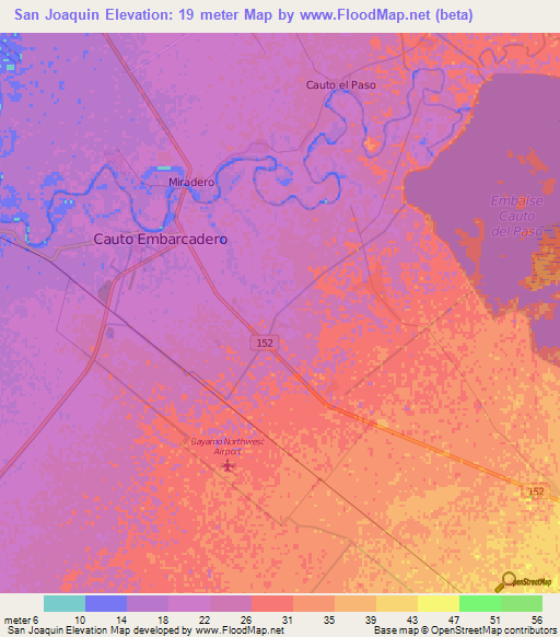San Joaquin,Cuba Elevation Map