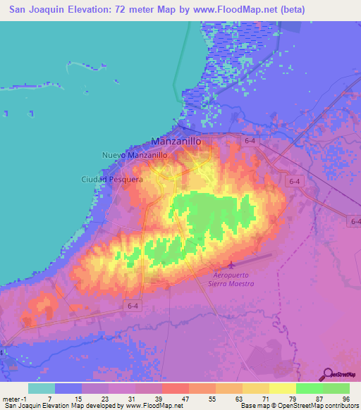 San Joaquin,Cuba Elevation Map