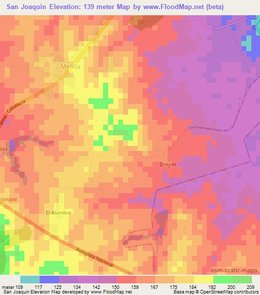 San Joaquin,Cuba Elevation Map