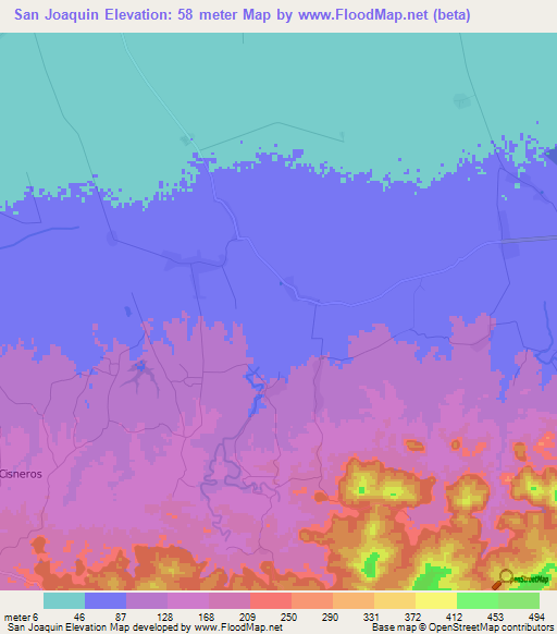 San Joaquin,Cuba Elevation Map