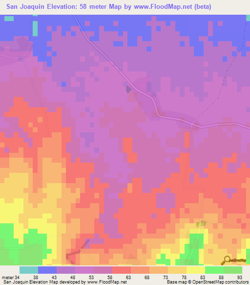 San Joaquin,Cuba Elevation Map