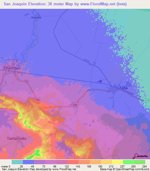 San Joaquin,Cuba Elevation Map