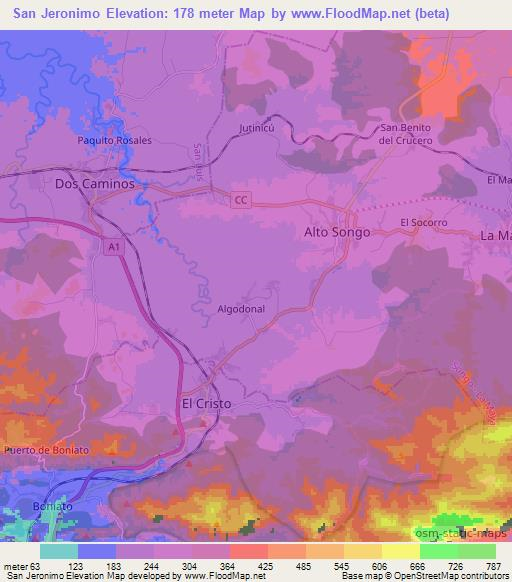 San Jeronimo,Cuba Elevation Map