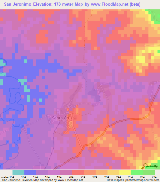 San Jeronimo,Cuba Elevation Map