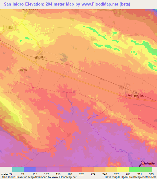 San Isidro,Cuba Elevation Map