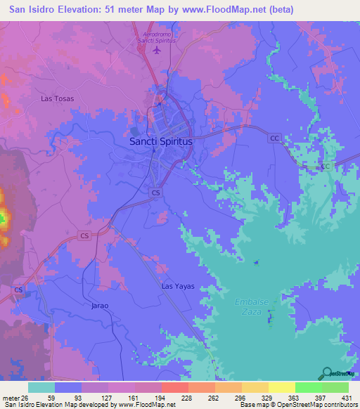 San Isidro,Cuba Elevation Map