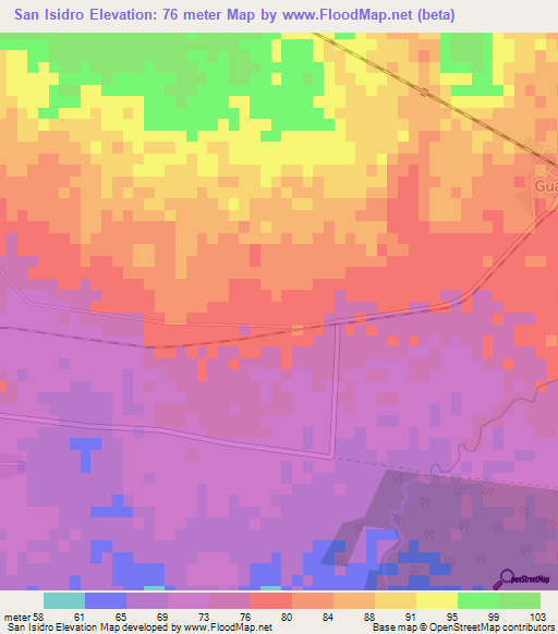 San Isidro,Cuba Elevation Map