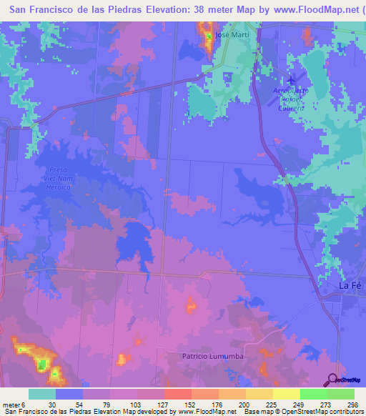 San Francisco de las Piedras,Cuba Elevation Map