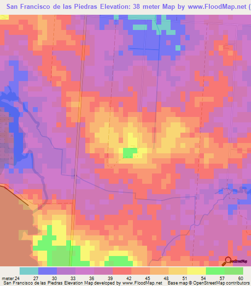 San Francisco de las Piedras,Cuba Elevation Map