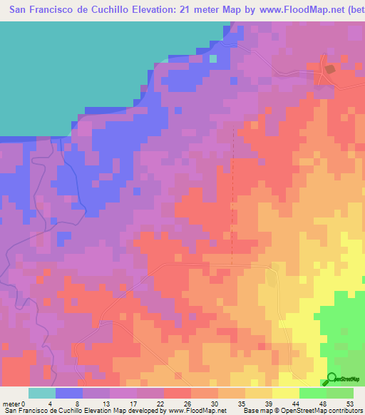 San Francisco de Cuchillo,Cuba Elevation Map