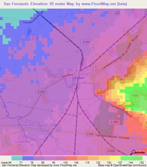 San Fernando,Cuba Elevation Map