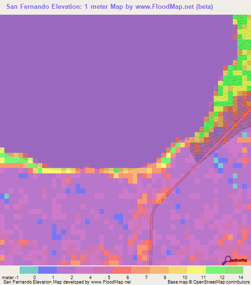 San Fernando,Cuba Elevation Map