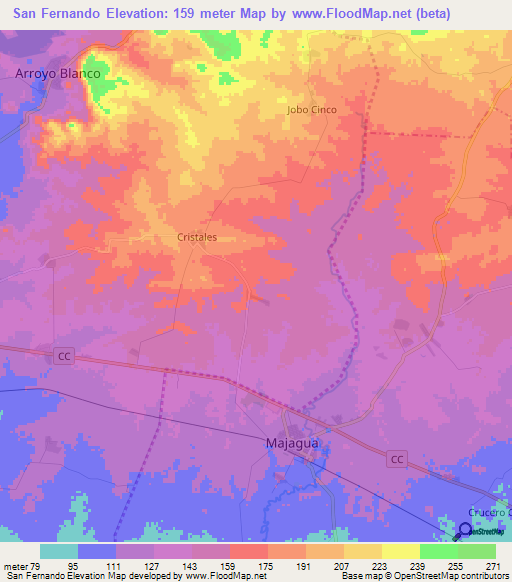 San Fernando,Cuba Elevation Map