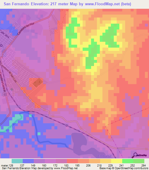 San Fernando,Cuba Elevation Map