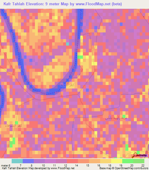 Kafr Tahlah,Egypt Elevation Map