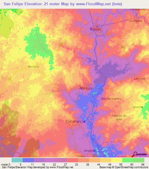 San Felipe,Cuba Elevation Map