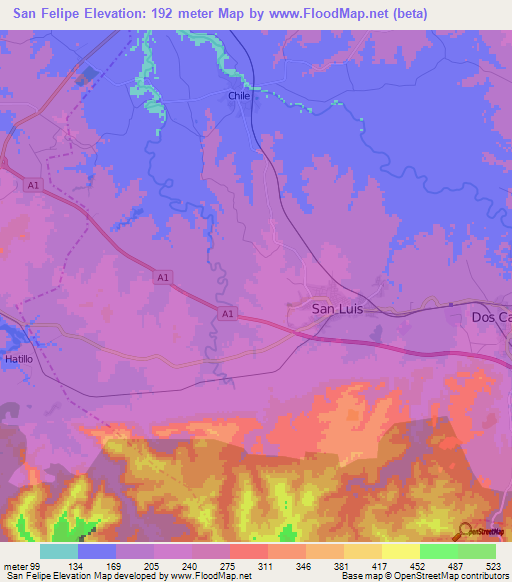 San Felipe,Cuba Elevation Map