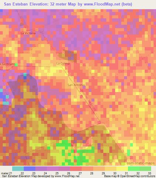 San Esteban,Cuba Elevation Map