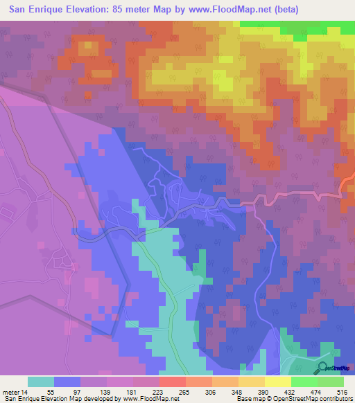 San Enrique,Cuba Elevation Map