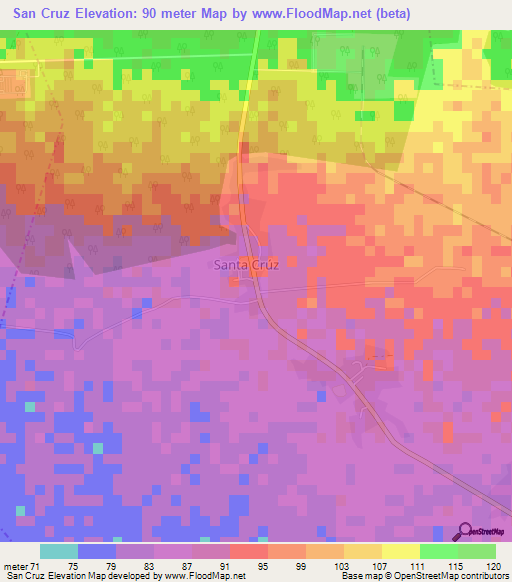 San Cruz,Cuba Elevation Map