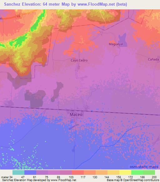 Sanchez,Cuba Elevation Map