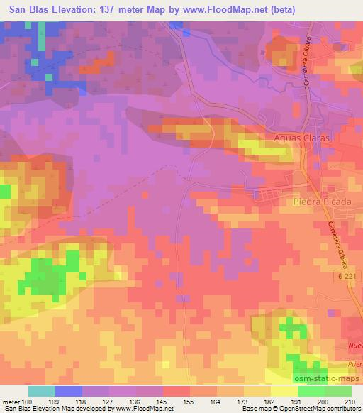 San Blas,Cuba Elevation Map