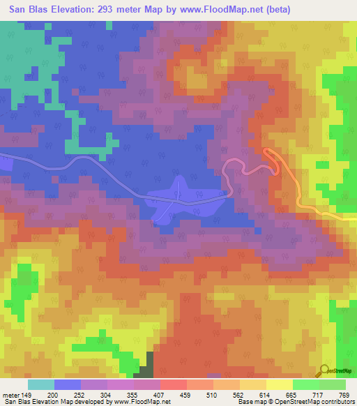 San Blas,Cuba Elevation Map