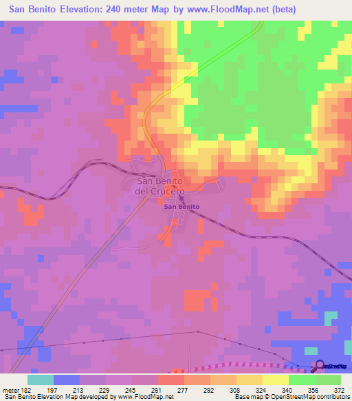 San Benito,Cuba Elevation Map
