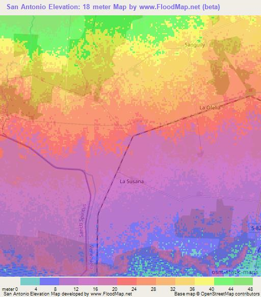 San Antonio,Cuba Elevation Map