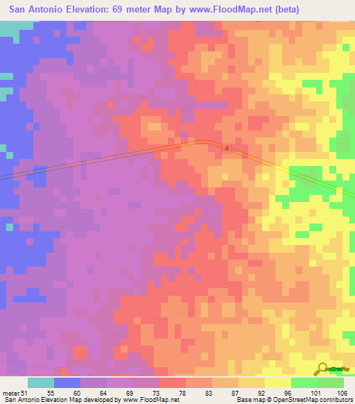 San Antonio,Cuba Elevation Map