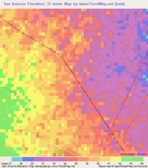 San Antonio,Cuba Elevation Map