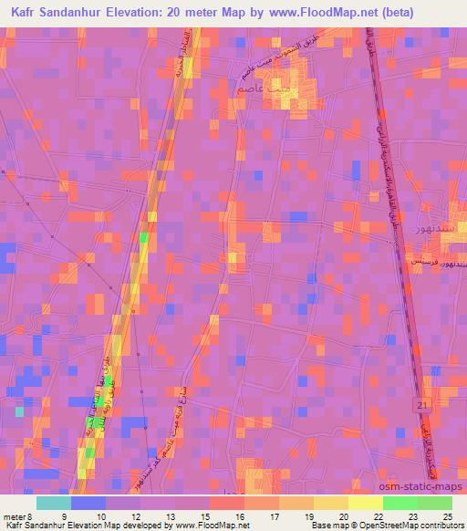 Kafr Sandanhur,Egypt Elevation Map