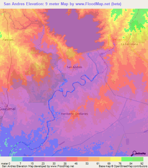 San Andres,Cuba Elevation Map