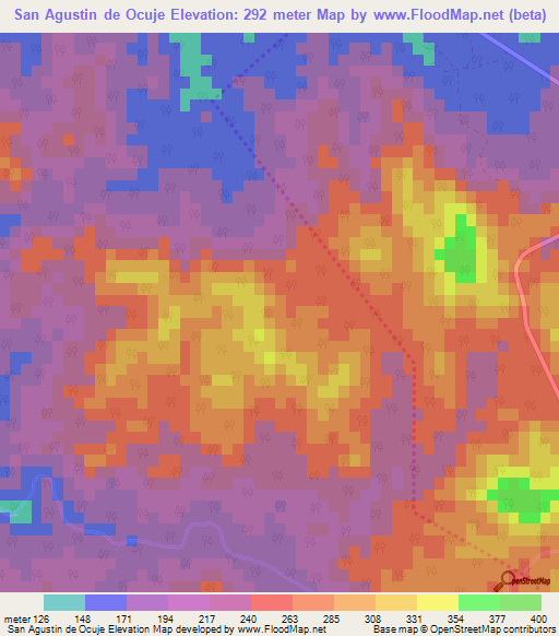 San Agustin de Ocuje,Cuba Elevation Map