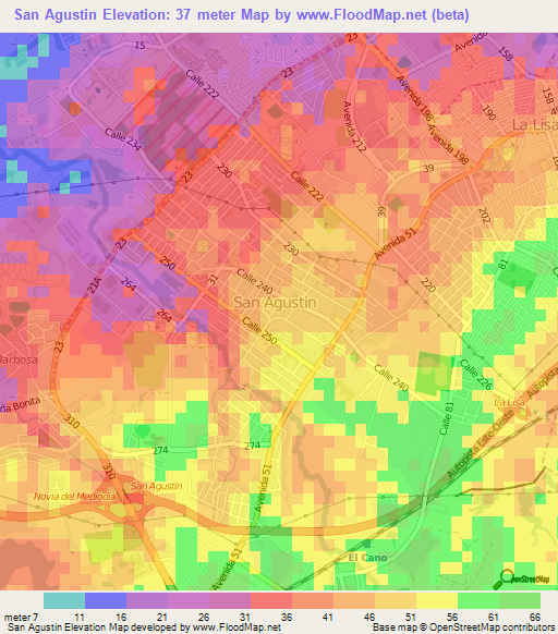 San Agustin,Cuba Elevation Map