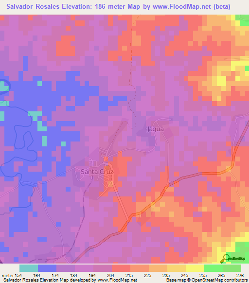 Salvador Rosales,Cuba Elevation Map