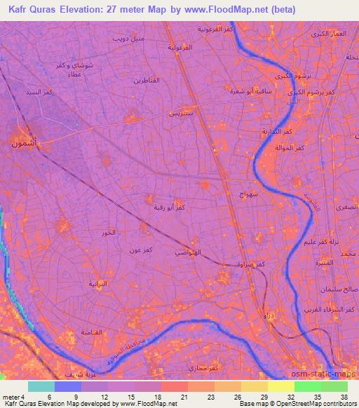 Kafr Quras,Egypt Elevation Map