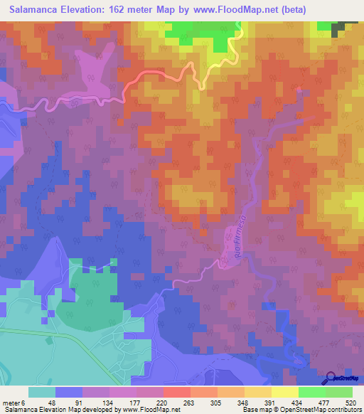 Salamanca,Cuba Elevation Map