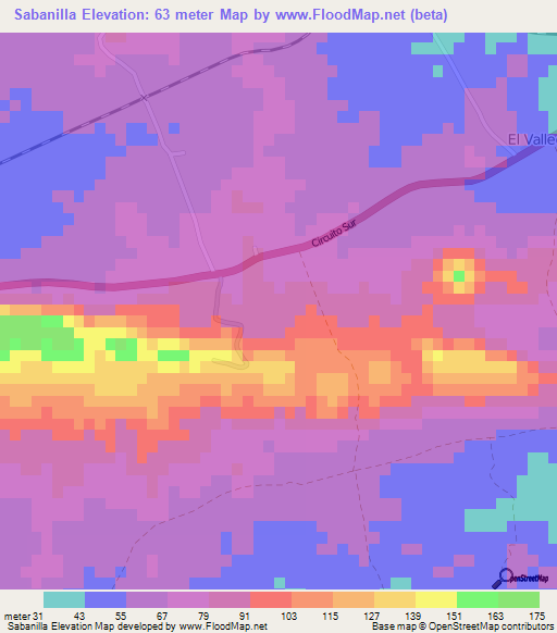 Sabanilla,Cuba Elevation Map