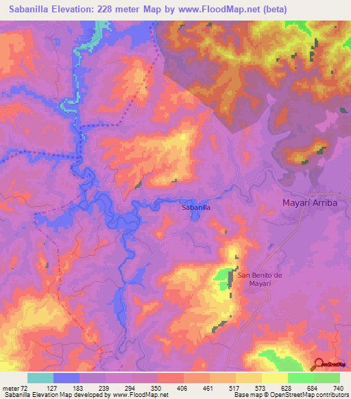 Sabanilla,Cuba Elevation Map