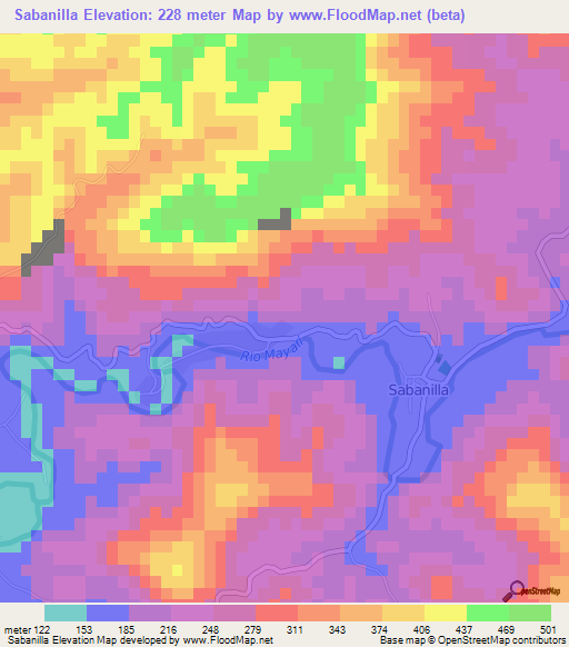 Sabanilla,Cuba Elevation Map