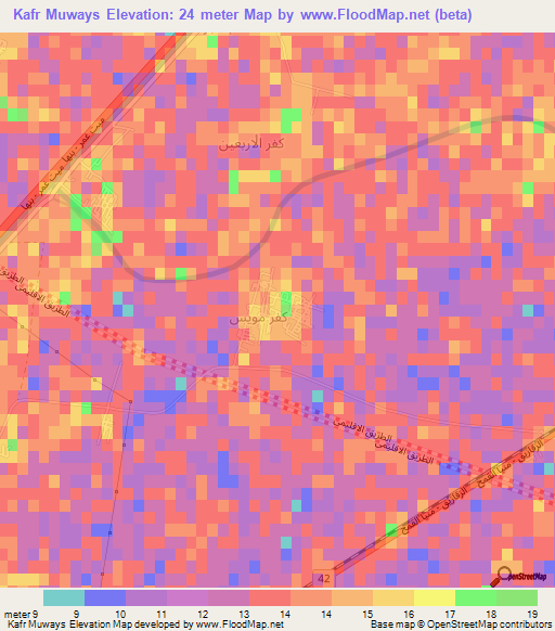 Kafr Muways,Egypt Elevation Map
