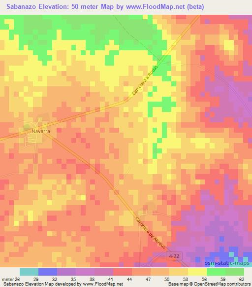 Sabanazo,Cuba Elevation Map