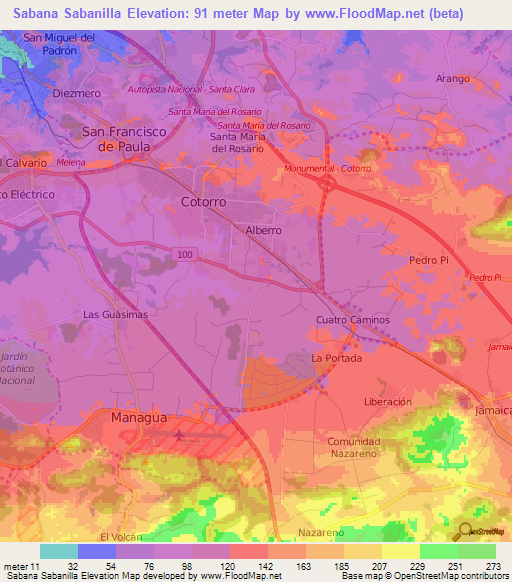 Sabana Sabanilla,Cuba Elevation Map
